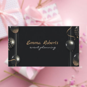 Black Glittery Gold Balloon Business card