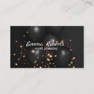 Black Glittery Gold Balloon Event Business card