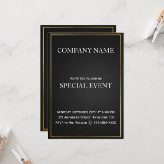 Black Gloden Frame Corporate Party Invitation Card