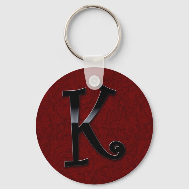 Black Gloss Monogram - K Key Ring (Front)