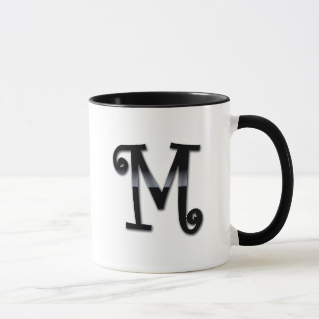 Black Gloss Monogram - M Mug (Right)