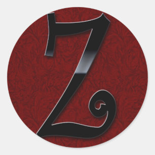 Black Gloss Monogram - Z Classic Round Sticker