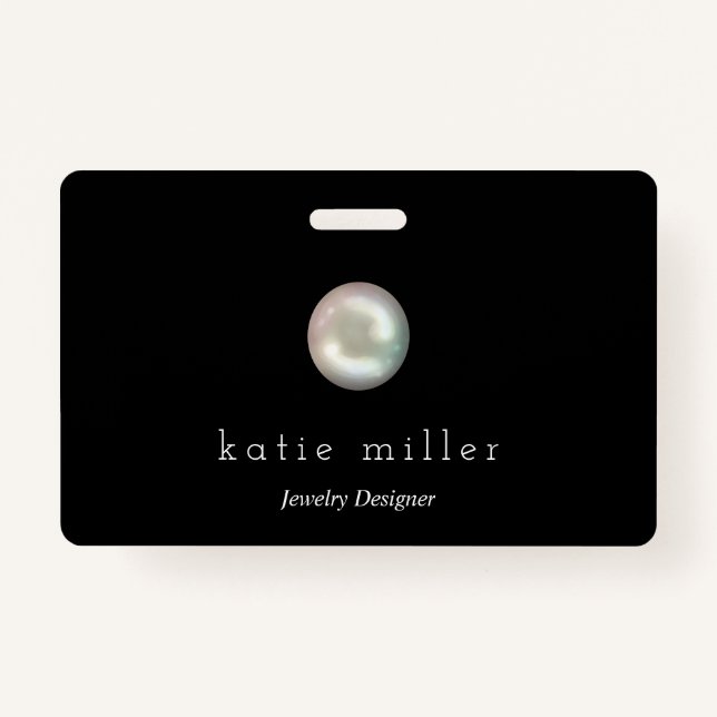 Black Glossy Pearl | Jewellery Designer ID Badge (Front)