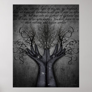 Black Gloves Galaxies Reaching Hand Vases Darkness Poster