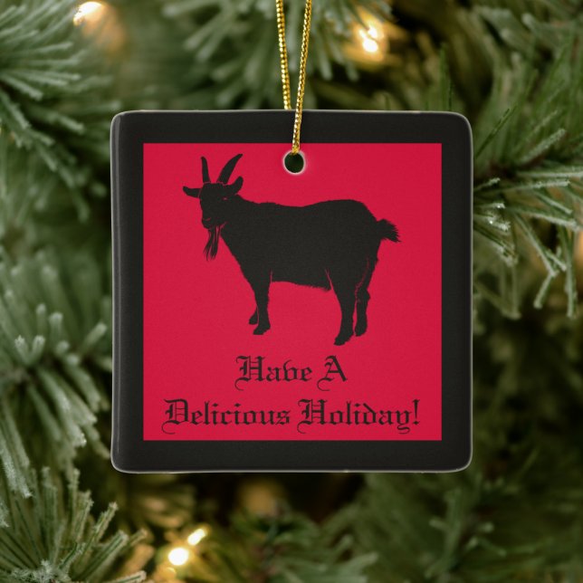 Black Goat Black Phillip Delicious Christmas Ceramic Ornament (Tree)