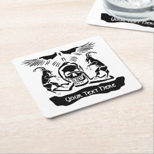 Black Goat Corrupt Trinity Crest Square Paper Coaster