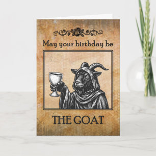 Black Goat with Drink Dark Art Gothic Men Birthday Card