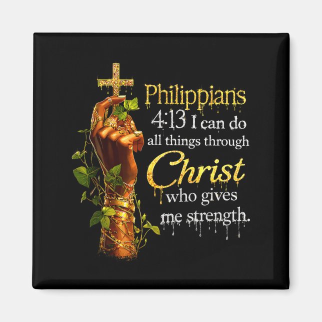 Black God Christian Faith African Scripture Design Magnet (Front)