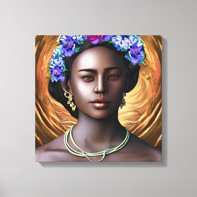 Black Goddess | African-American Woman AI Art Canvas Print (Front)