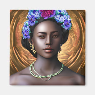 Black Goddess   African-American Woman AI Art Magnet