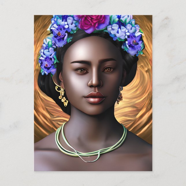 Black Goddess | African-American Woman AI Art Postcard (Front)