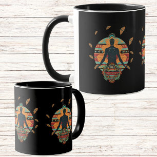 Black Goddess Butterfly Mandala Bohemian Mug