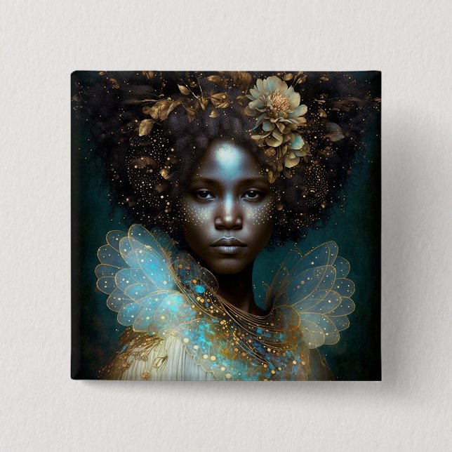Black Goddess Fantasy Art 15 Cm Square Badge (Front)