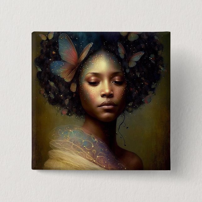 Black Goddess Fantasy Art 15 Cm Square Badge (Front)