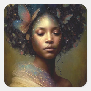 Black Goddess Fantasy Art Square Sticker