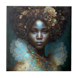 Black Goddess Fantasy Art Tile