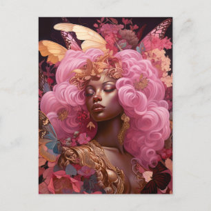 Black Goddess In Pink and Gold Postcard