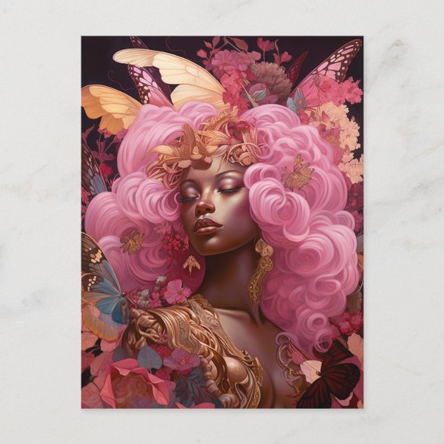 Black Goddess In Pink and Gold Postcard (Front)