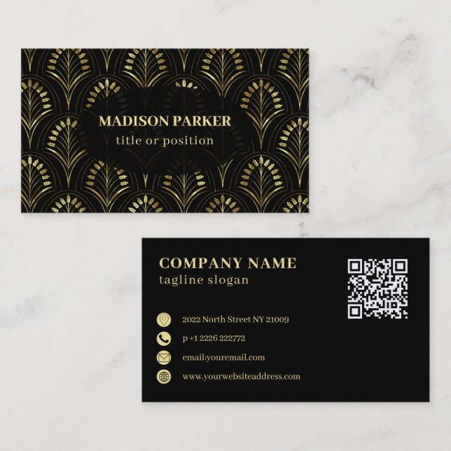 Black & Gol Art Deco Business Card (Front/Back)