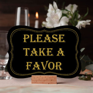 Black & Gold 1920's Gatsby Wedding Favour Sign