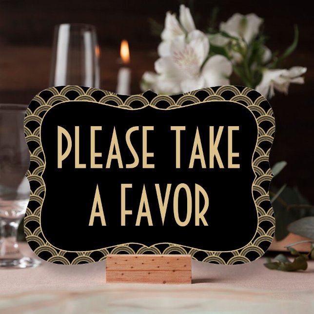 Black & Gold 1920's Gatsby Wedding Favour Sign Invitation (Creator Uploaded)