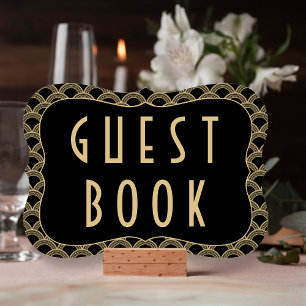 Black & Gold 1920's Gatsby Wedding Guestbook Sign