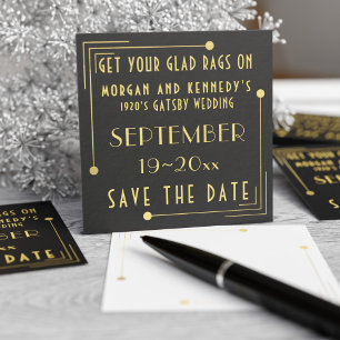 Black Gold 1920s Wedding Save The Dates 100 pack