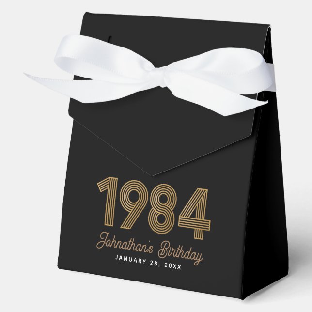 Black Gold 1984 40th Birthday Favour Box (Front)