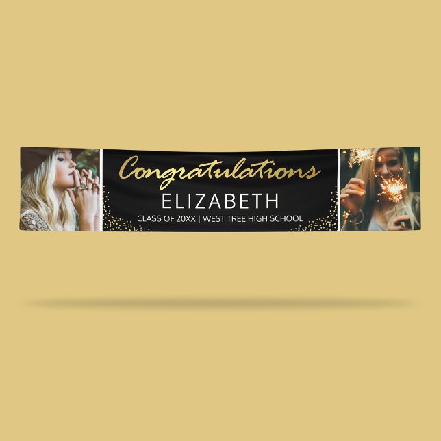 Black Gold 2025 Graduation 2 Photo Banner (Creator Uploaded)