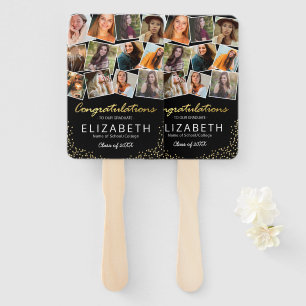 Black Gold 2025 Graduation Photo Hand Fan