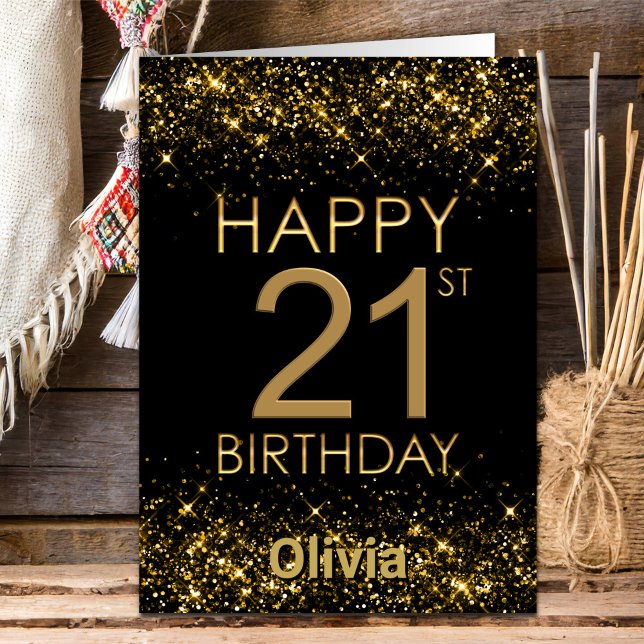 Black Gold 21st Birthday Card (Creator Uploaded)