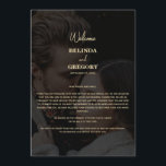 Black Gold 2 Photo Overlay Wedding Itinerary Programme<br><div class="desc">A modern black and gold photo overlay wedding design. This contemporary design is ideal for all seasons Spring, Summer, Fall and Winter weddings. A stylish black 2 photo vellum look overlay with gold calligraphy typography. A classy elegant wedding itinerary program fan design with modern simple elements. Matching wedding stationery items...</div>