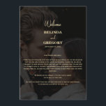 Black Gold 2 Photo Overlay Wedding Itinerary Programme<br><div class="desc">A modern black and gold photo overlay wedding design. This contemporary design is ideal for all seasons Spring, Summer, Fall and Winter weddings. A stylish black 2 photo vellum look overlay with gold calligraphy typography. A classy elegant wedding itinerary program fan design with modern simple elements. Matching wedding stationery items...</div>