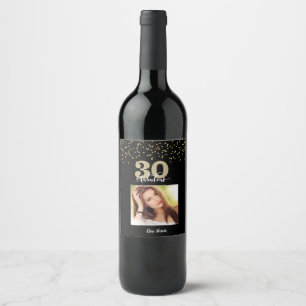 Black Gold 30 and Fabulous Birthday Photo Wine Label