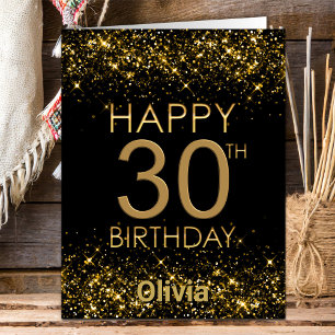 Black Gold 30th Birthday Card