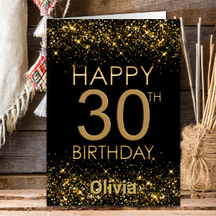 Black Gold 30th Birthday Card