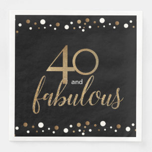 Black Gold 40 and fabulous 40th birthday Napkin