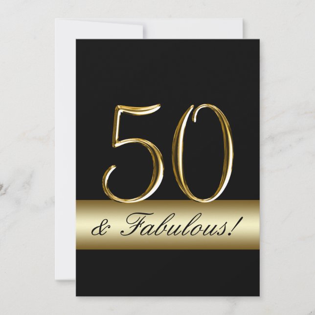 Black Gold 50 and Fabulous Birthday Invitation (Front)