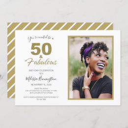 Black Gold 50 and Fabulous Birthday Party Photo Invitation
