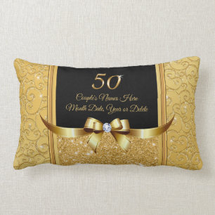 Black Gold 50th Anniversary Gift Ideas Anniversary Lumbar Cushion