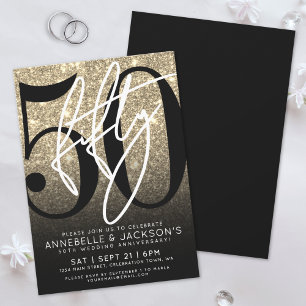 Black Gold 50th Anniversary Party Invitation