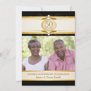 Black & Gold 50th Anniversary Party Invitations