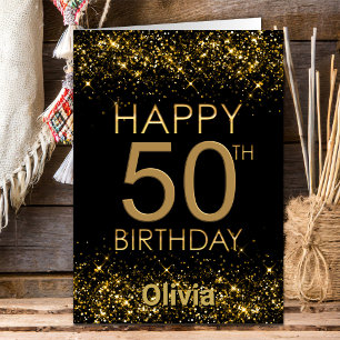 Black Gold 50th Birthday Card