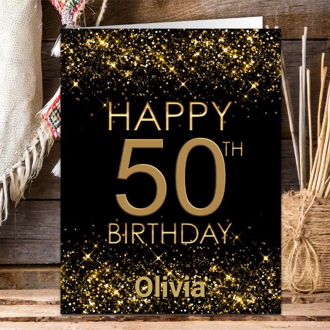 Black Gold 50th Birthday Card (Creator Uploaded)