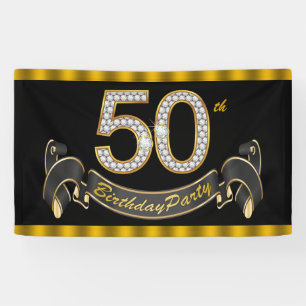 Black Gold 50th Birthday Party Banner