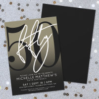 Black Gold 50th Birthday Party Invitation