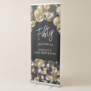 Black Gold 50th Birthday Retractable Banner