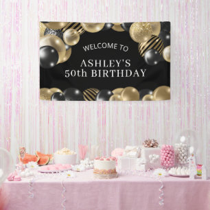Black Gold 50th Birthday Welcome Banner