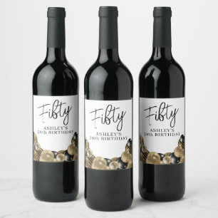 Black Gold 50th Birthday Wine Label