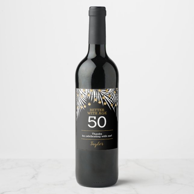 Black Gold 50th Birthday Wine Label (Front)